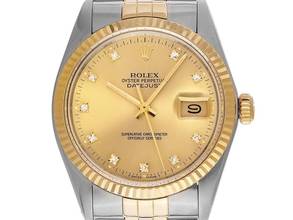 Thumbnail von Rolex Datejust Diamanten Ref.16013 Bj.1980 Full Set sehr gut Vintage Datejust Diamanten open 6/9 Stahl 18kt Gelbgold Jubilé Armband