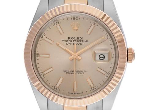  Rolex Datejust Ref.126331 Bj.2021 Full Set wie Neu Datejust Sundust 18kt Roségold Everose Oyster Armband 