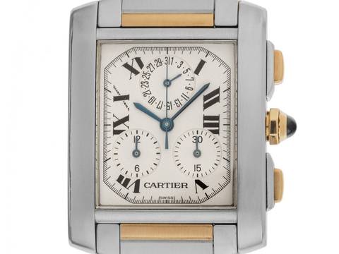  Cartier Tank Française GM Großes Modell Ref.2303 Bj.1997 Full Set original Vintage Unpoliert Tank Francaise GM Großes Modell Stahl 18kt Gelbgold Chronograph 