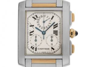  Cartier Tank Française GM Großes Modell Ref.2303 Bj.1997 Full Set original Vintage Unpoliert Tank Francaise GM Großes Modell Stahl 18kt Gelbgold Chronograph 