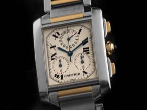 Thumbnail von Cartier Tank Française GM Großes Modell Ref.2303 Bj.1997 Full Set original Vintage Unpoliert Tank Francaise GM Großes Modell Stahl 18kt Gelbgold Chronograph
