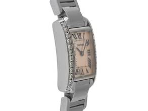 Thumbnail von Cartier Tank Française PM kleines Modell Ref.2384 2018 Box&Beschreibung sehr gut Vintage Tank Francaise PM kleines Modell Diamanten Perlmutt