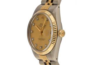 Thumbnail von Rolex Datejust Diamanten Ref.16013 Bj.1983 Box&Beschreibung sehr gut Vintage Datejust Diamanten open 6/9 Stahl 18kt Gelbgold Jubilé Armband