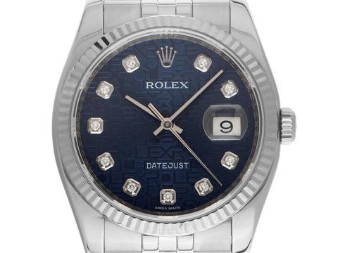  Rolex Datejust Ref.116234 Bj.2014 Full Set sehr gut Vintage Datejust Jubilée Dial Stahl 18kt Weißgold Diamanten Jubilé Armband 