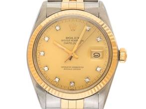 Thumbnail von Rolex Datejust Diamanten Ref.16013 1982 Box&Beschreibung sehr gut Vintage Datejust Diamanten open 6/9 Stahl 18kt Gelbgold Jubilé Armband