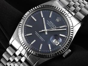 Thumbnail von Rolex Datejust Ref.16014 Bj.1983 Box&Beschreibung sehr gut Vintage Datejust Blau Stahl 18kt Weißgold open 6/9 Jubilé Armband
