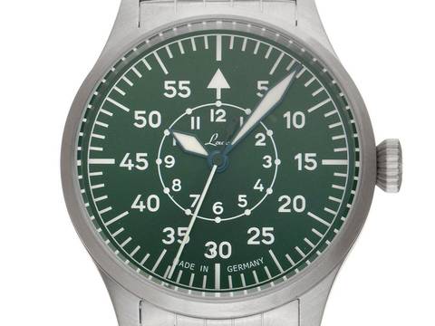 Laco Fliegeruhr Karlsruhe Grün Ref.862142_1002 Full Set Neu Fliegeruhr Karlsruhe Pro Green Dial