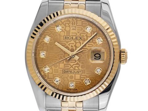 Rolex Datejust Jubilee Dial Diamanten Ref.116233 2007 Full Set sehr gut Vintage Datejust Jubilee Dial Diamanten Stahl 18kt Gelbgold Jubilé Armband