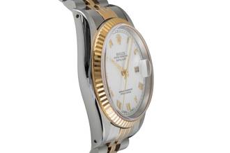 Thumbnail von Rolex Datejust 36 White Roman Dial Stahl / Gold Automatik Herren 16233 B&P 1993