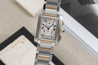  Cartier Tank Française Stahl Gold Chronoflex Chronograph Ref. W51004Q4 Box 