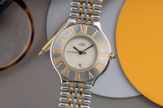  Cartier 21 Must de Cartier XL Stahl / vergoldet Quarz Ref. 9011 Klassiker 