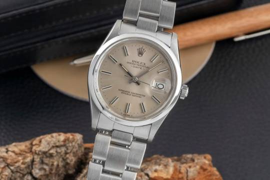  Rolex Oyster Perpetual Date Silver Dial Stahl Automatik Herrenuhr Ref. 1500 
