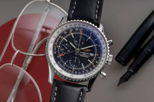  Breitling Navitimer World GMT Chronograph Edelstahl Automatik Ref. A24322 
