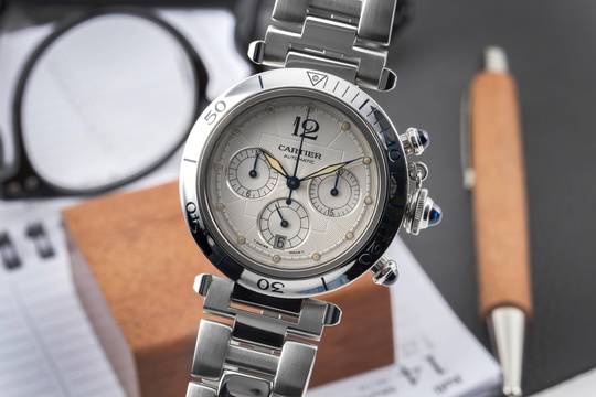  Cartier Pasha Seatimer Chronograph Stahl Automatik Herrenuhr Ref. W31030H3 Box 