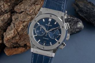  Hublot Classic Fusion 45 Blue Chronograph Titan Ref. 521.NX.7170.LR B&P 2021 