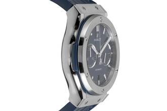 Thumbnail von Hublot Classic Fusion 45 Blue Chronograph Titan Ref. 521.NX.7170.LR B&P 2021