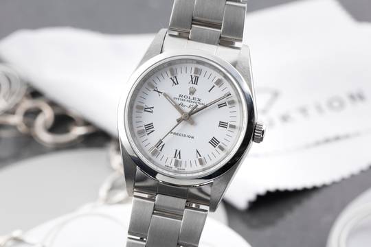Rolex Air King Precision White Roman Dial Stahl Automatik Herrenuhr Ref. 14000