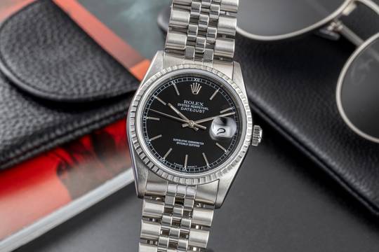 Rolex Datejust 36 Black Dial Oyster Stahl Automatik Herrenuhr Ref. 16220 U-Serie