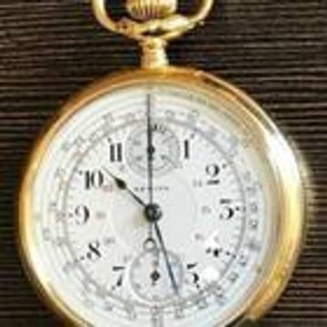 Zenith Taschenuhr 18 K Chrono mit Tachymeter-Skala und Zähler </h1>