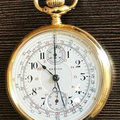 Thumbnail von Zenith Taschenuhr 18 K Chrono mit Tachymeter-Skala und Zähler </h1>