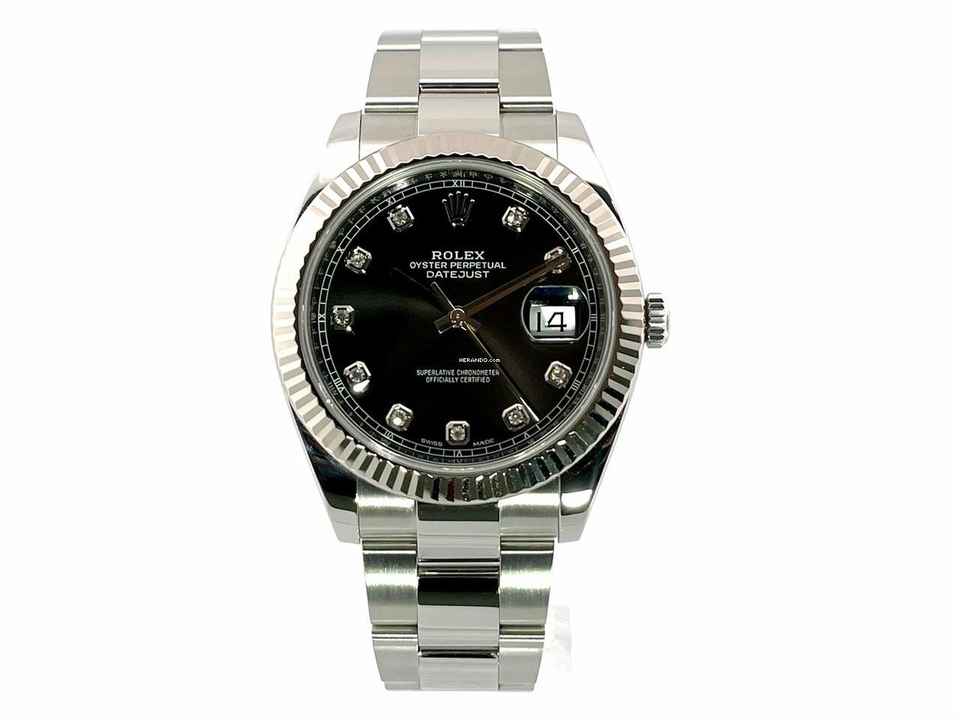  Rolex Datejust 41 Edelstahl Weißgold 126334 Schwarz Diamant </h1> 