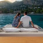 Jeanneau DB 43 inboard - looking out from the aft sun lounger